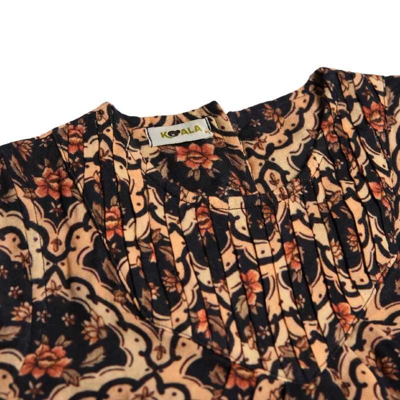 Ethnic Motif Print Puff Sleeves Dress