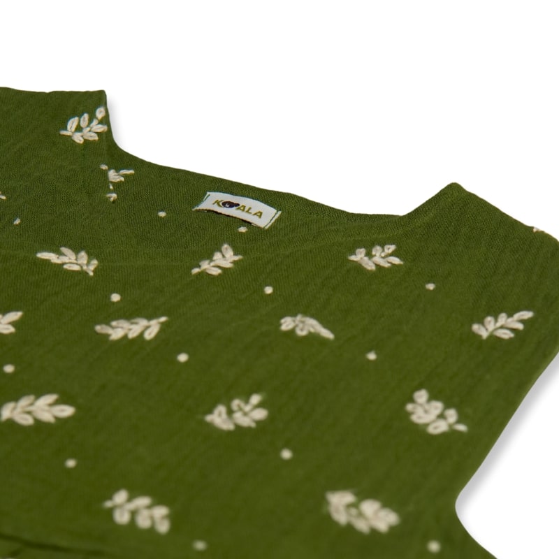 Girls Leaf Embrodiery Wrapper Dress