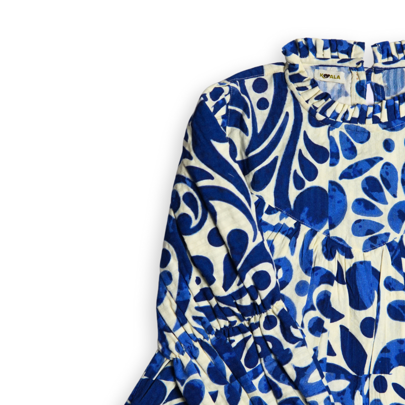Girls Printed Bell Sleeve A-Line Dress