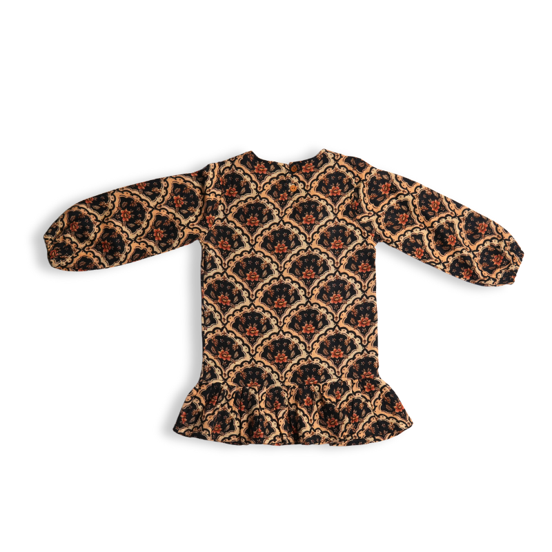 Ethnic Motif Print Puff Sleeves Dress