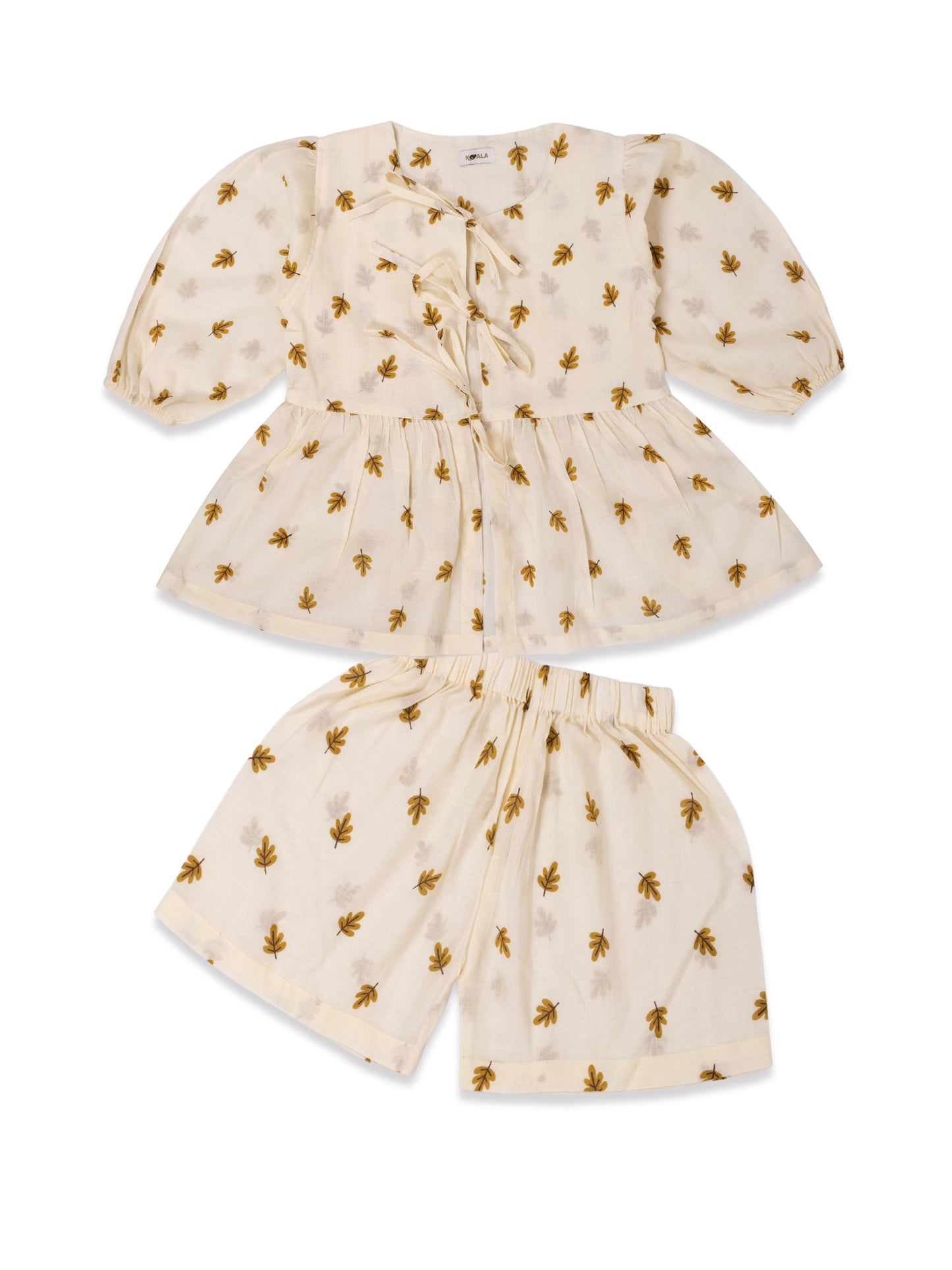 Leaf Charm Muslin Tie-Up Cord Set