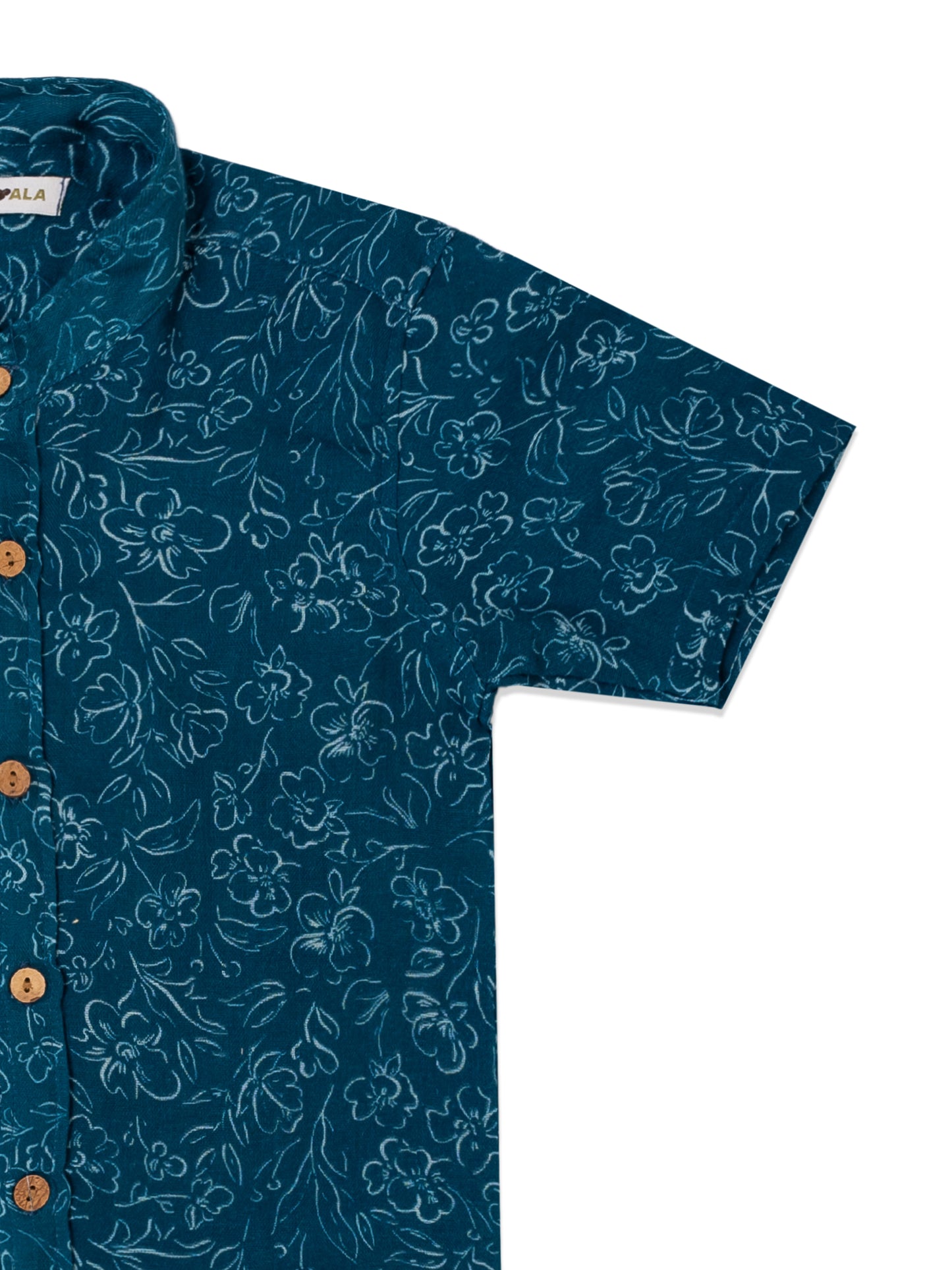 Boys Ocean Blue Half Sleeve Organic Cotton Shirt with Pants