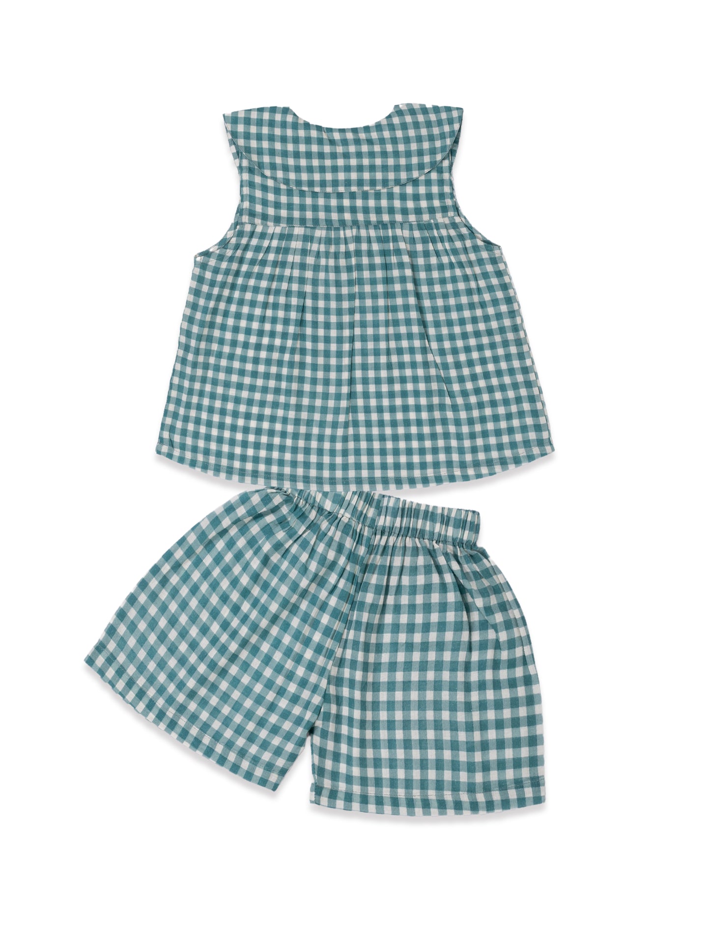 Green Gingham Muslin Cord Set