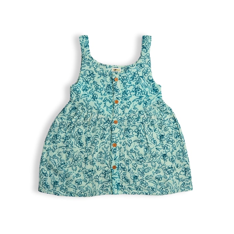 Teal Bloom Button Dress