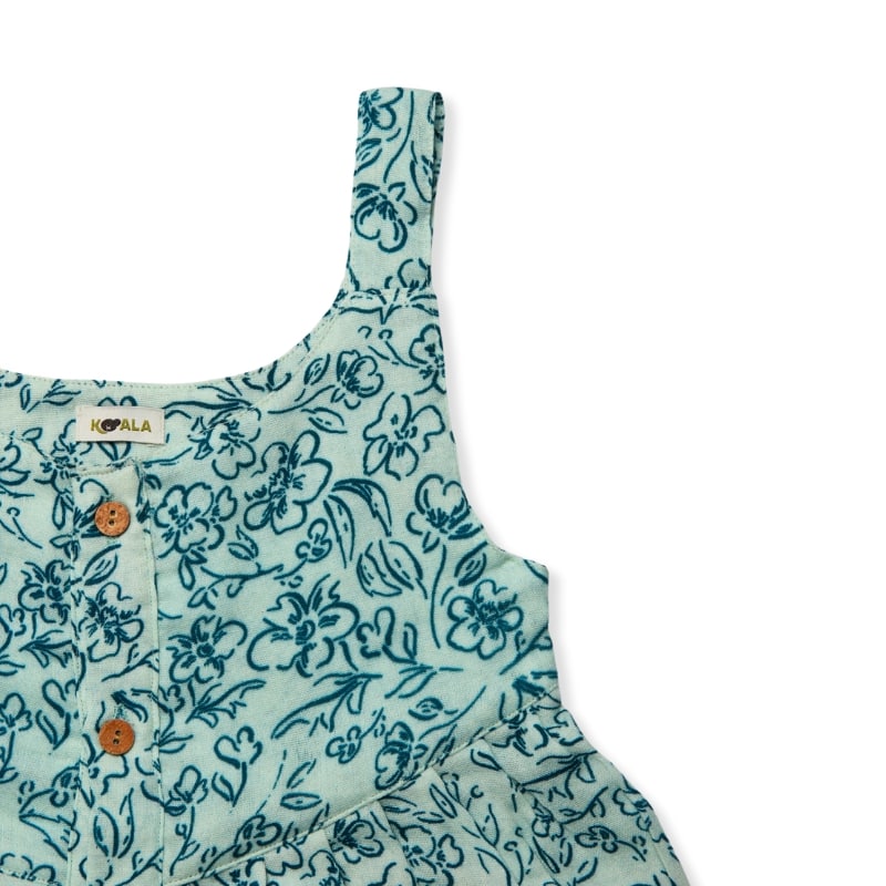Teal Bloom Button Dress