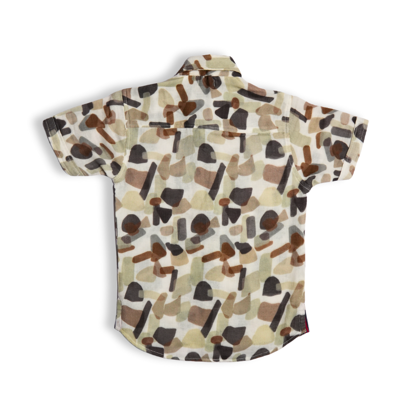 Boys Camouflage Print Half Sleeve Mulmul Shirt