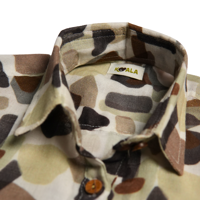 Boys Camouflage Print Half Sleeve Mulmul Shirt