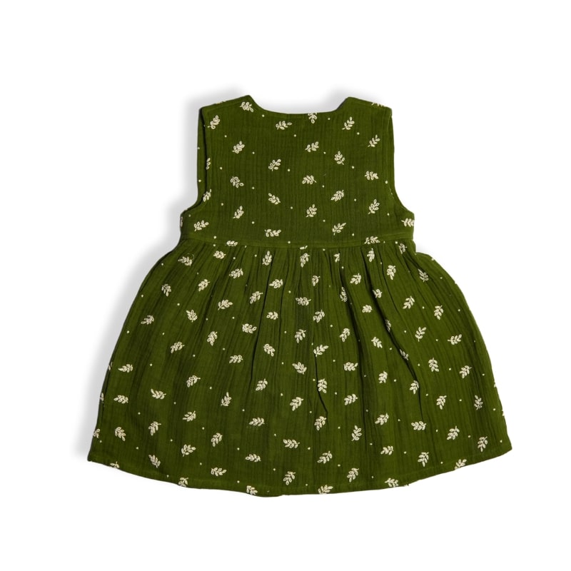 Girls Leaf Embrodiery Wrapper Dress