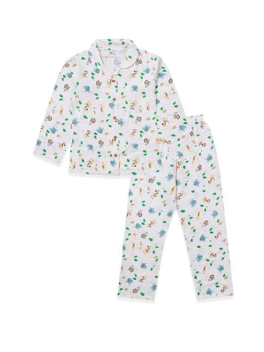 Muslin Cotton Nightsuit – Jungle Safari Print