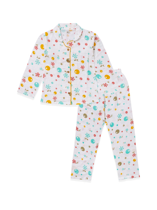 Muslin Cotton Nightsuit - Playful Dots