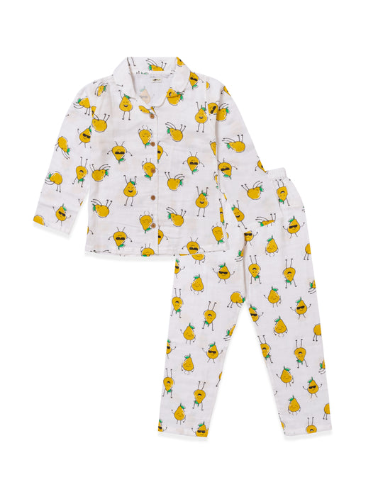 Muslin Cotton Nightsuit – Cheerful Pear Print