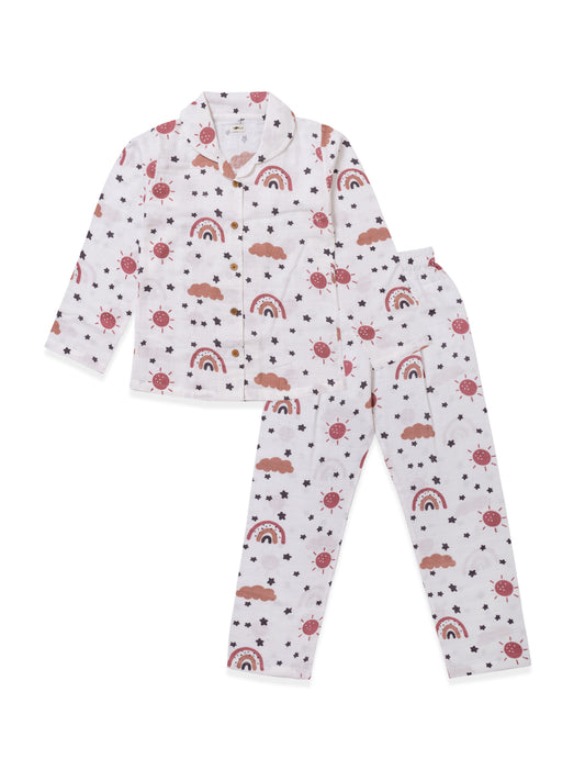 Muslin Cotton Nightsuit – Rainbow Dreams Print