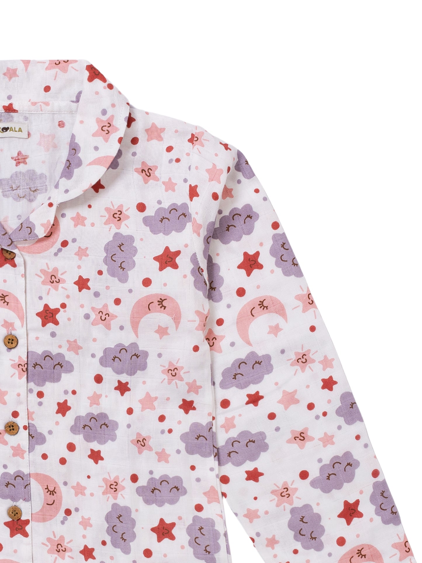 Muslin Cotton Nightsuit – Moon & Stars Print