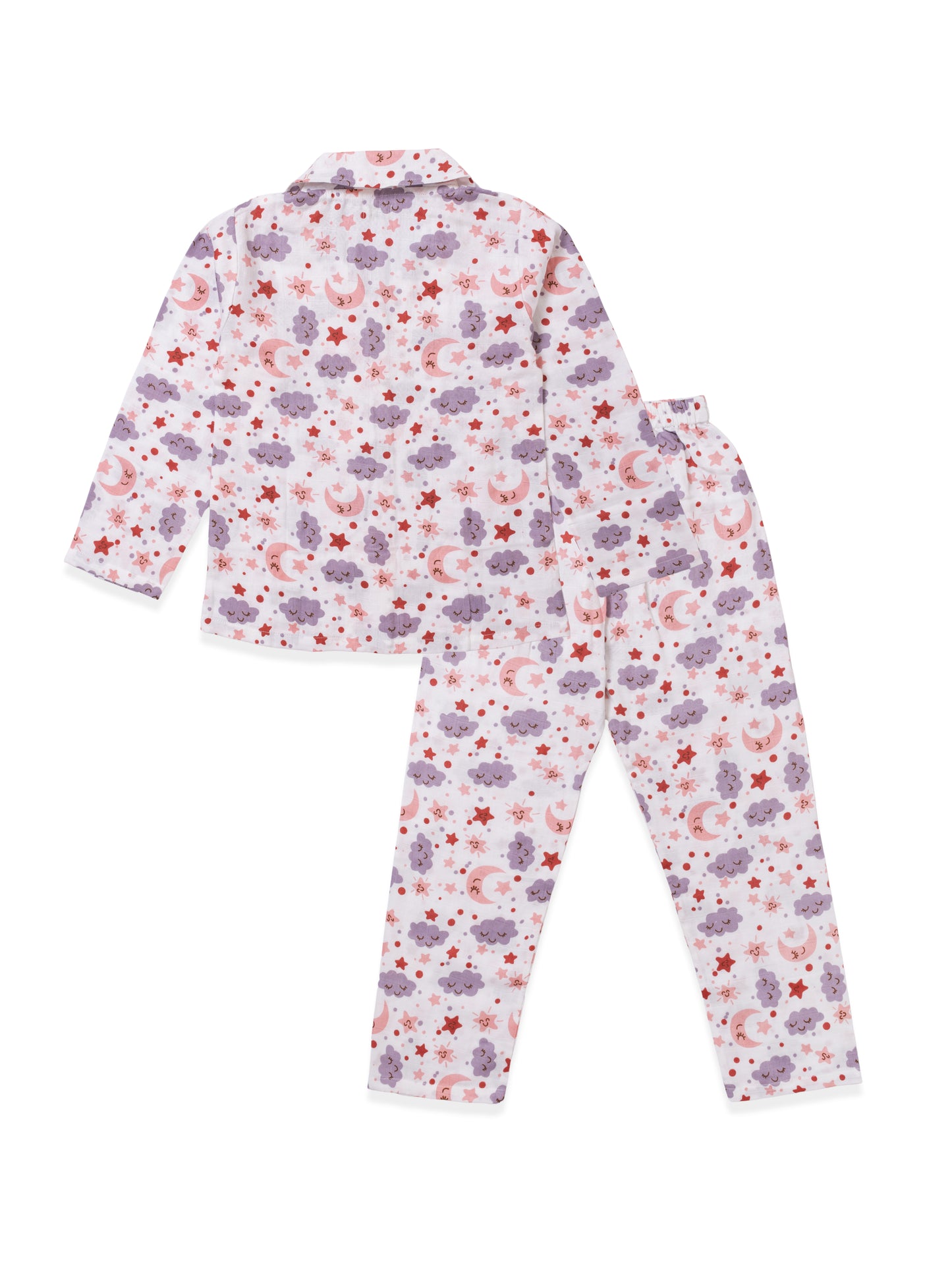 Muslin Cotton Nightsuit – Moon & Stars Print