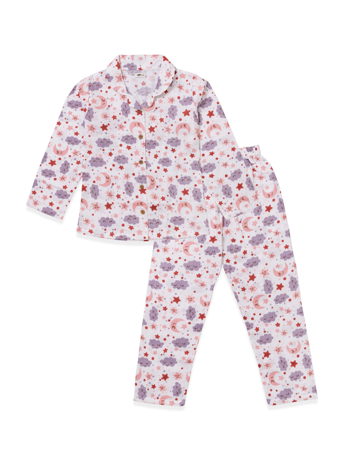 Muslin Cotton Nightsuit – Moon & Stars Print