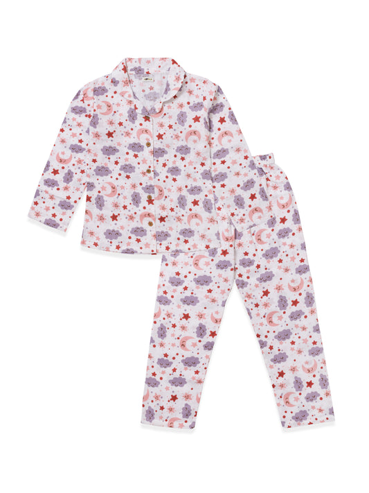 Muslin Cotton Nightsuit – Moon & Stars Print
