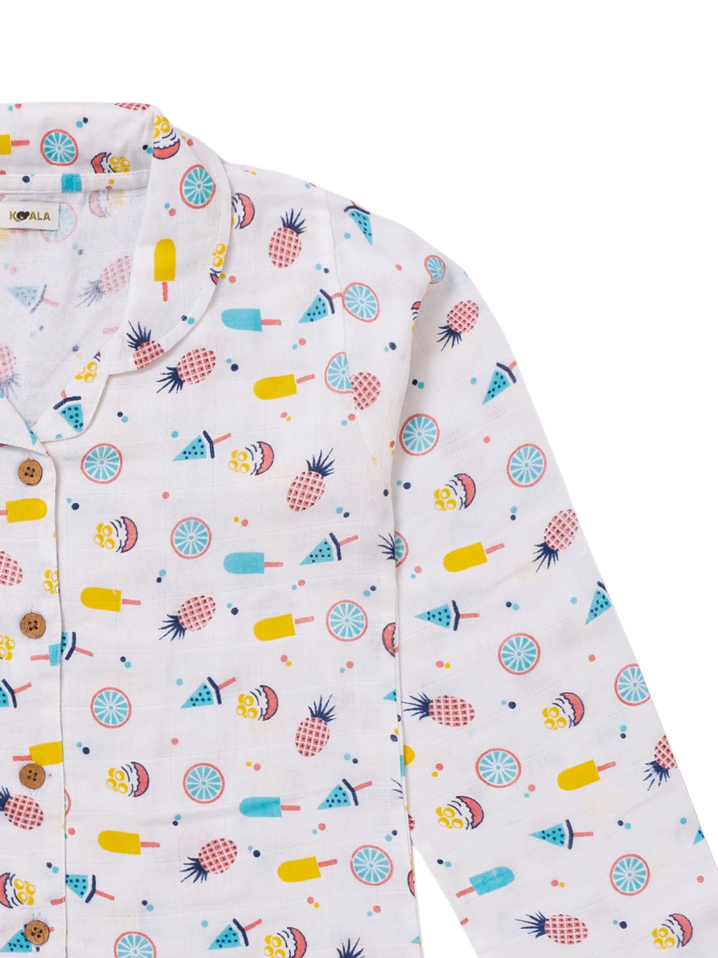 Muslin Cotton Nightsuit – Ice Cream & Lollipop Print