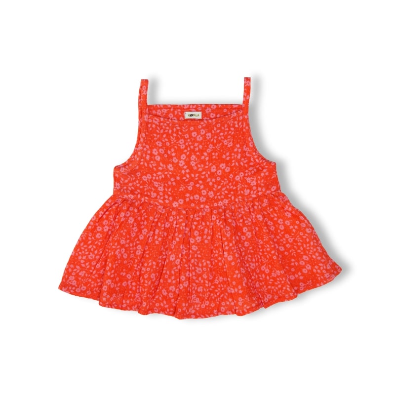 Bright Floral Print Peplum Top