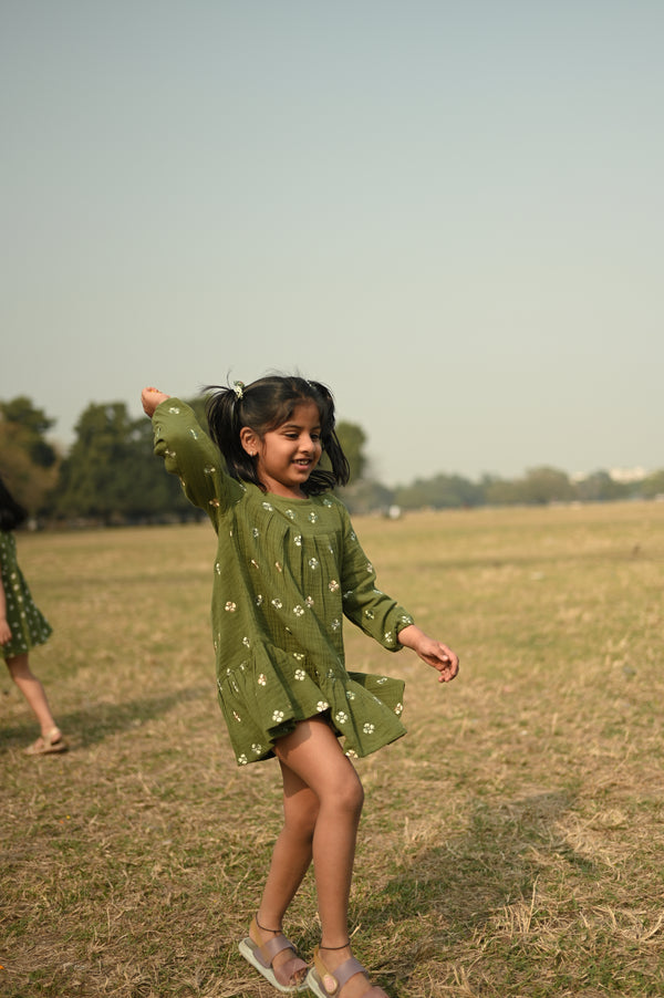 Olive Embrodiery Dress
