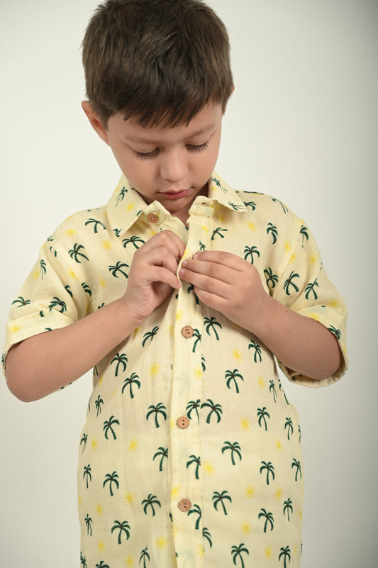 Yellow Half Sleeve Organic Cotton Shirt