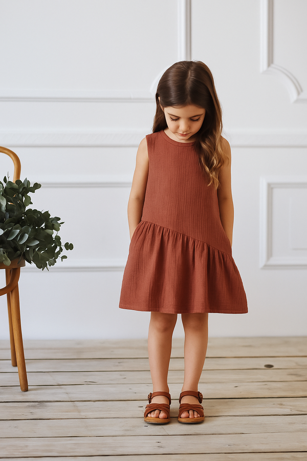 Brick Charm Asymmetrical Dress
