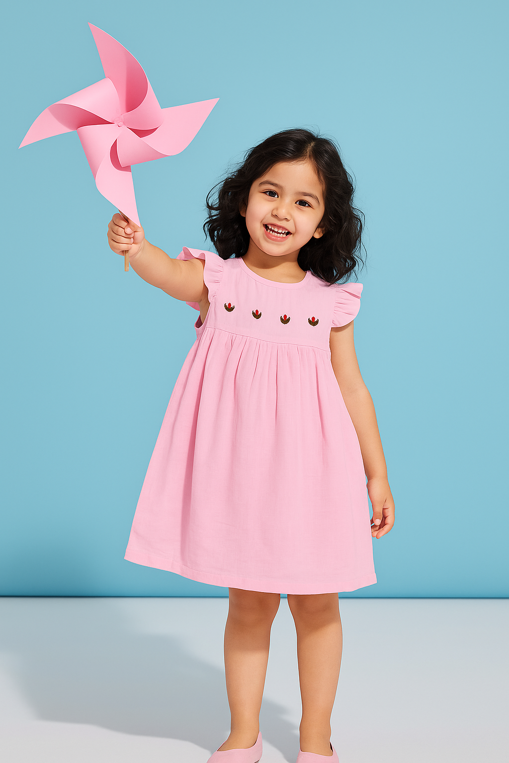 Pink Petal Embroidered Dress