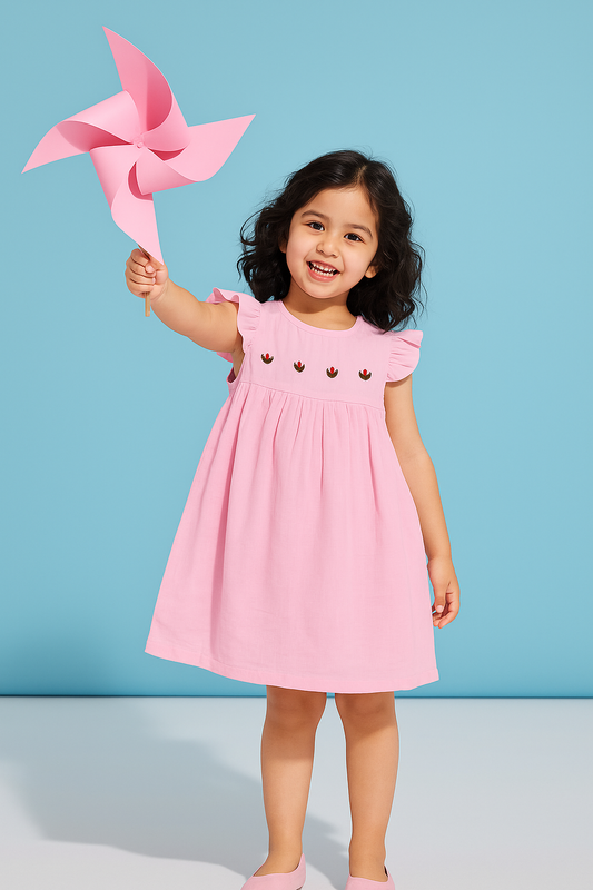 Pink Petal Embroidered Dress