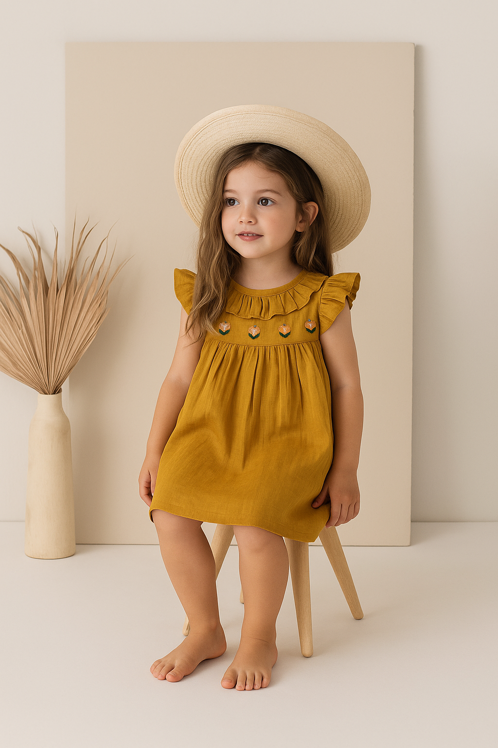 Golden Bloom Embroidered Dress