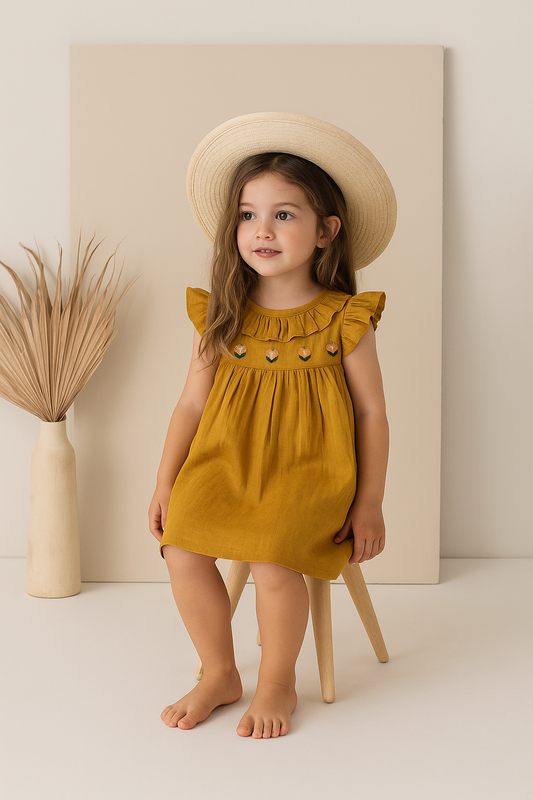 Golden Bloom Embroidered Dress