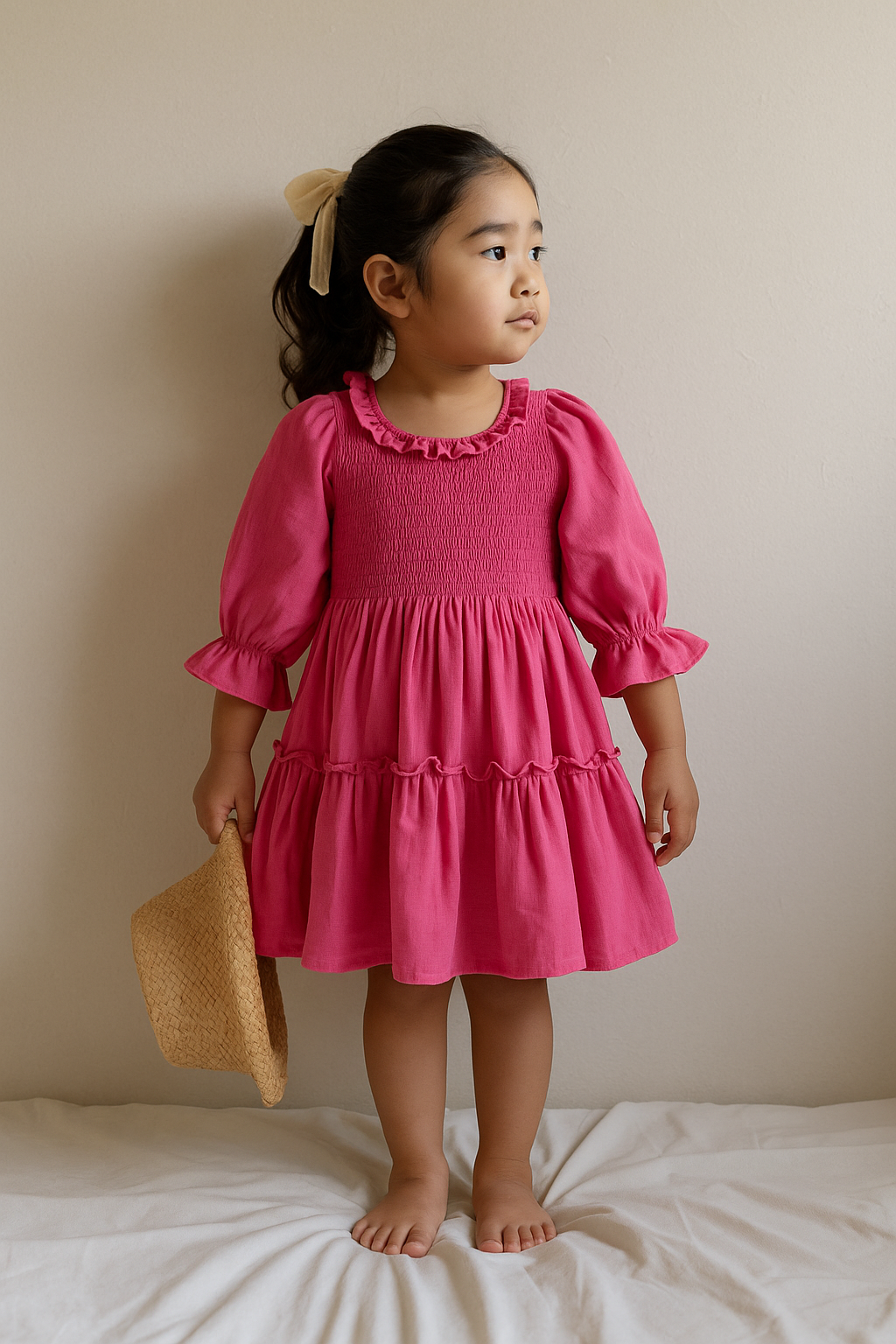Rosé Ruffle Smocked Dress