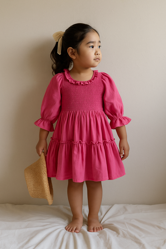 Rosé Ruffle Smocked Dress