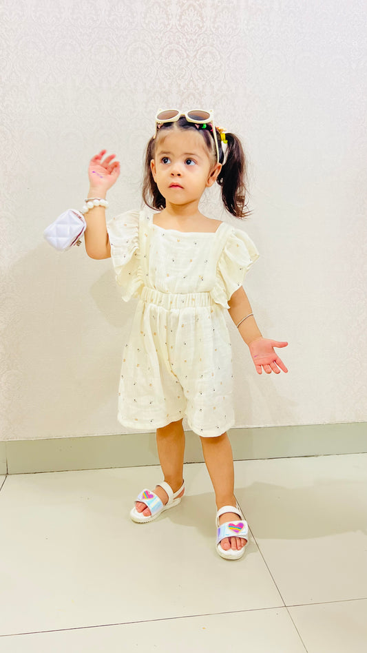 Girls White Jumpsuit