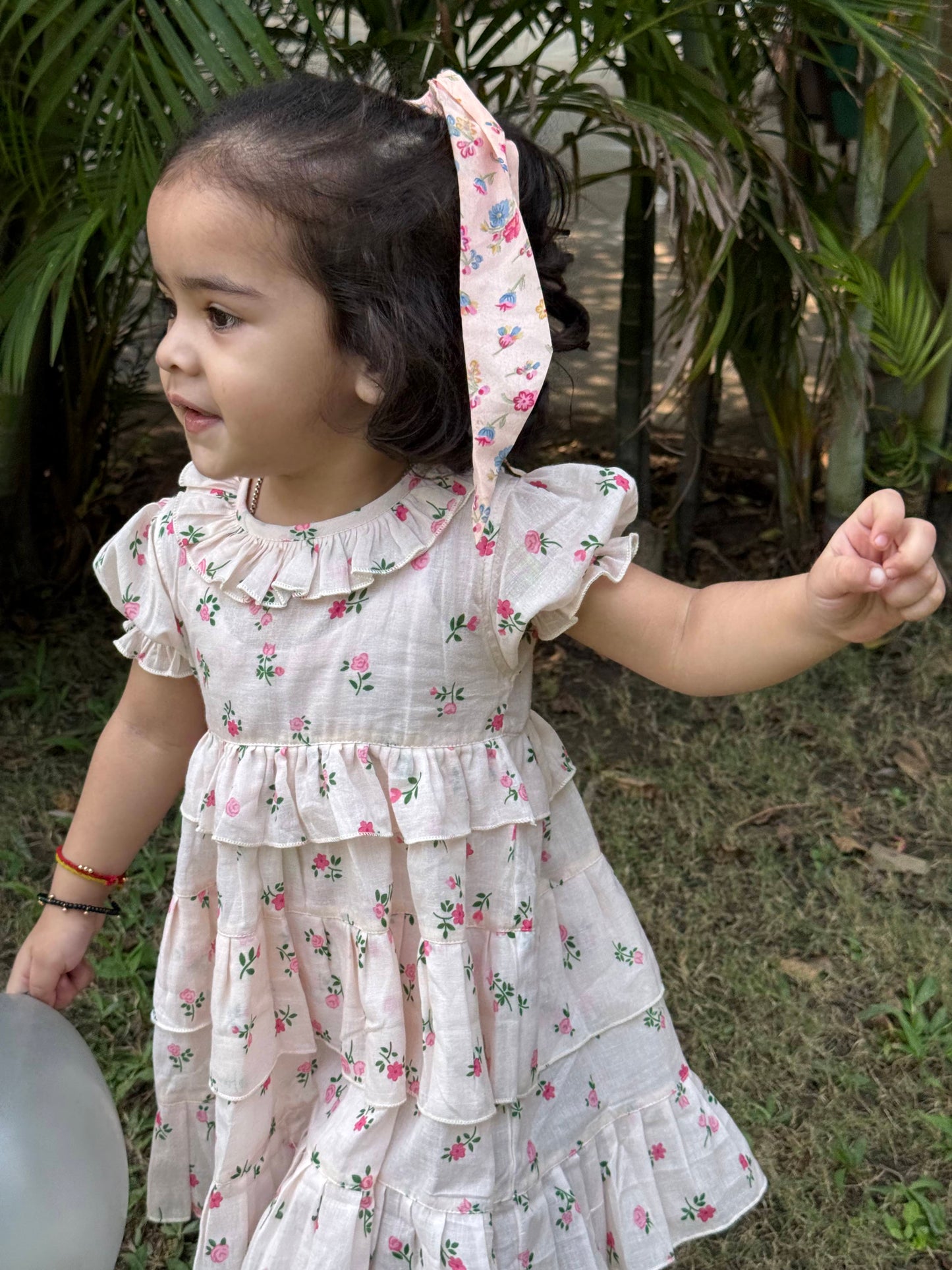 Floral Ruffle Muslin Dress