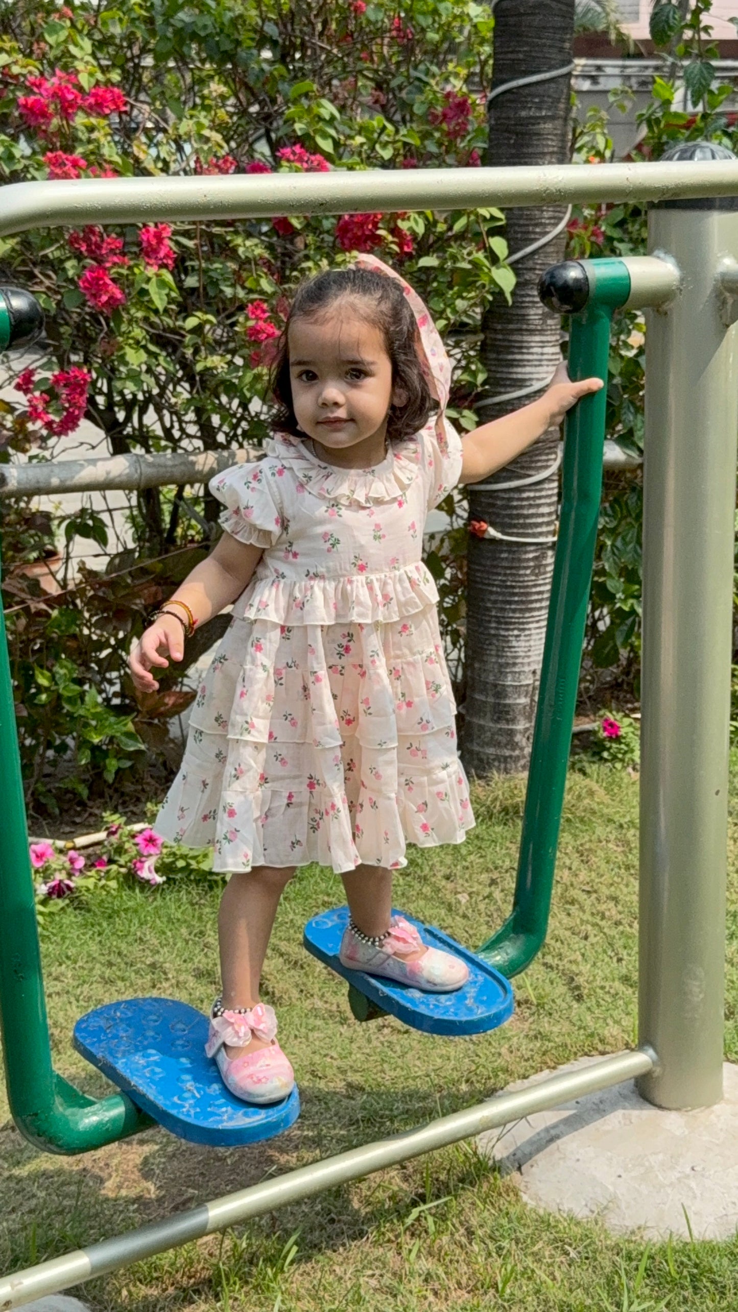 Floral Ruffle Muslin Dress