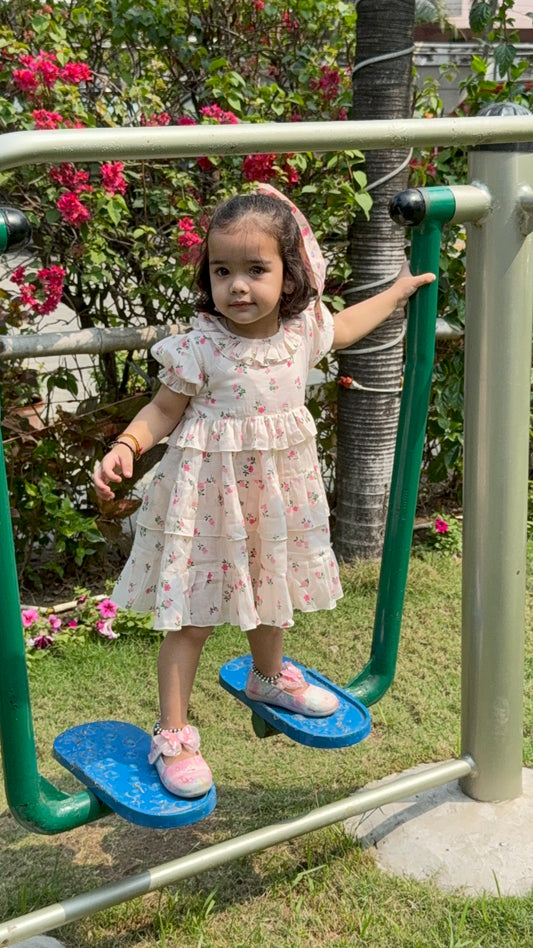 Floral Ruffle Muslin Dress