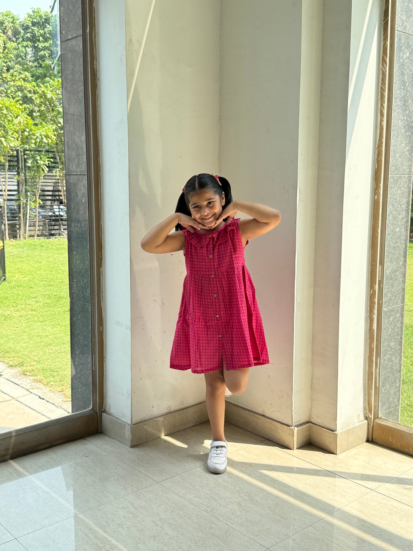 Cherry Check Ruffle Dress