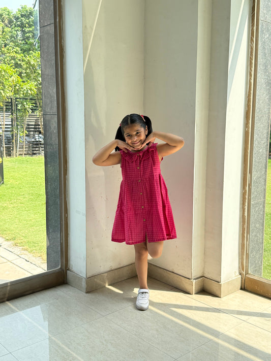 Cherry Check Ruffle Dress