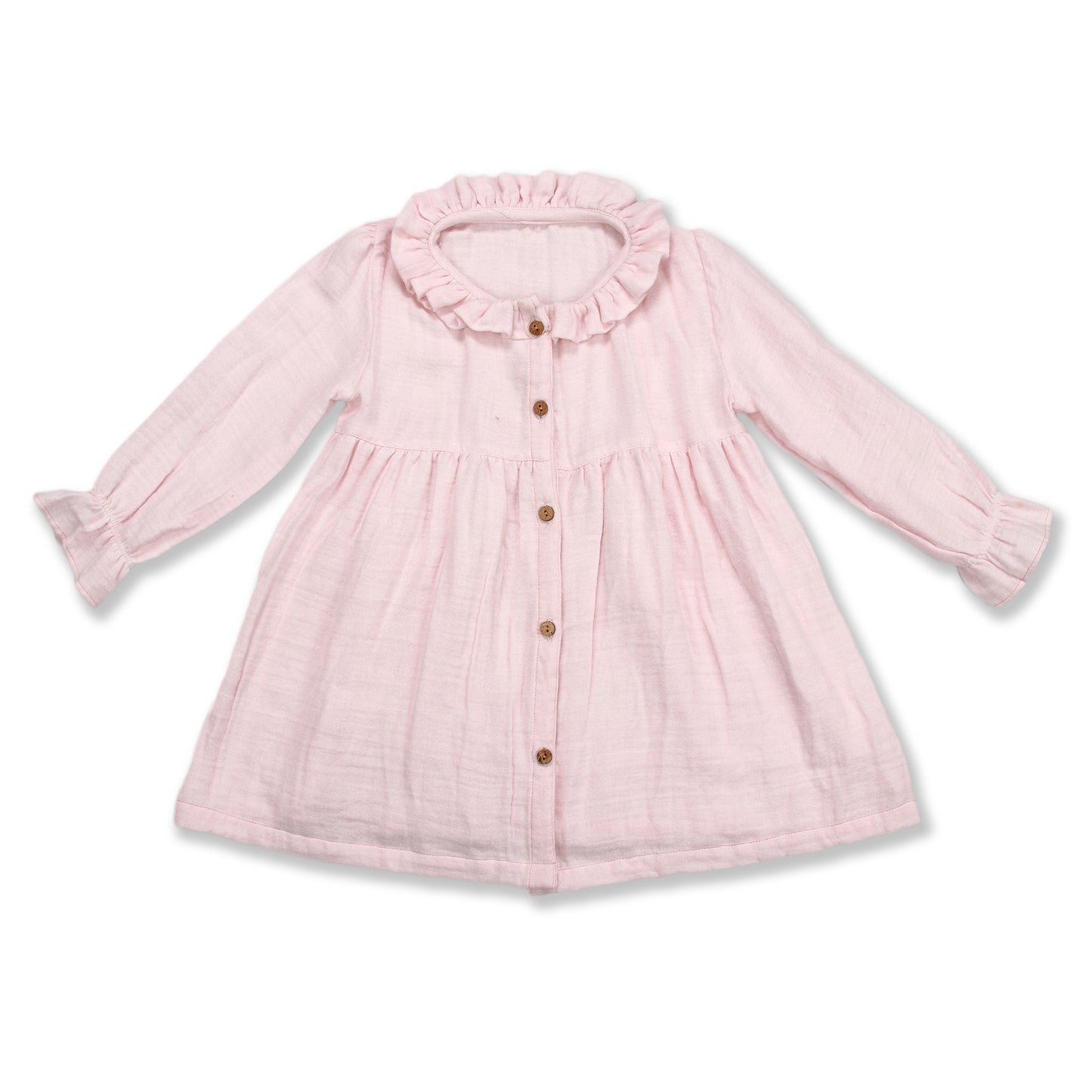 Babypink Ruffle Front-Open Dress