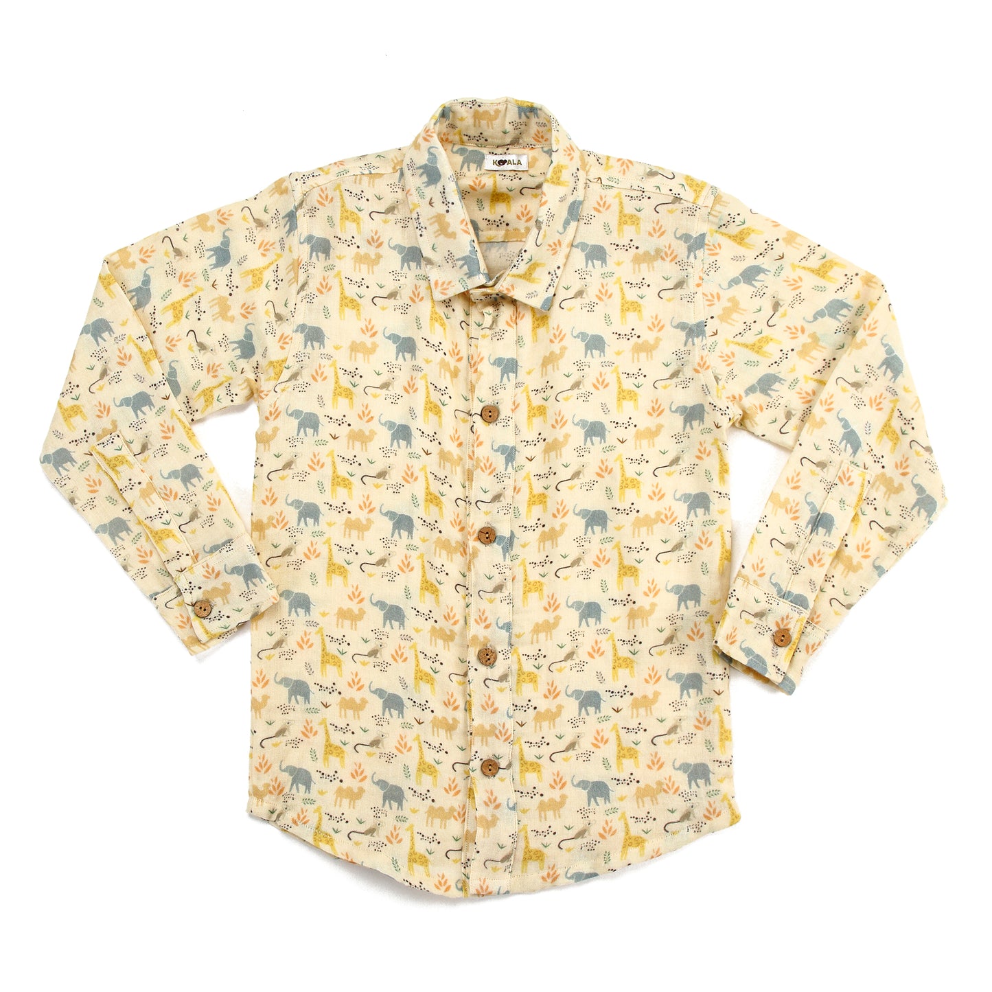 Boys Animal Print Full Sleeve Organic Cotton Shirt with Navy Pants
