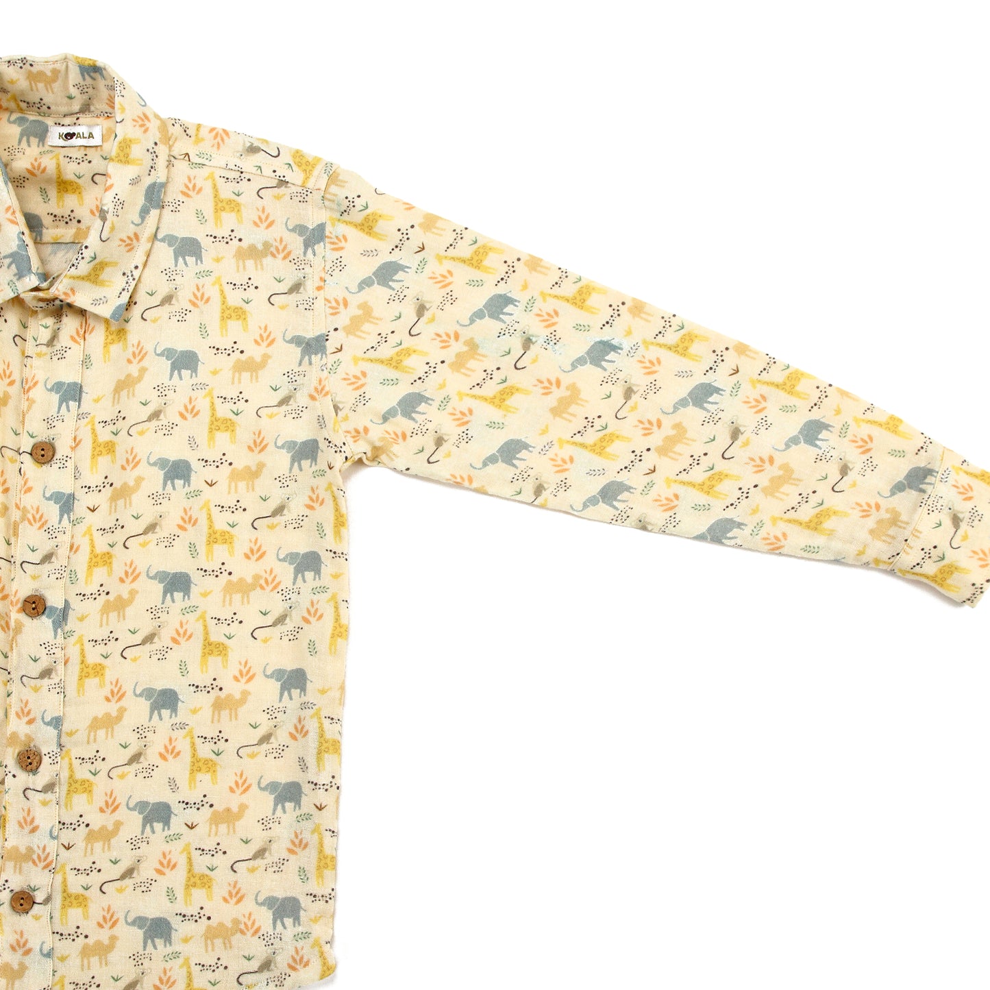 Boys Animal Print Full Sleeve Organic Cotton Shirt with Navy Pants