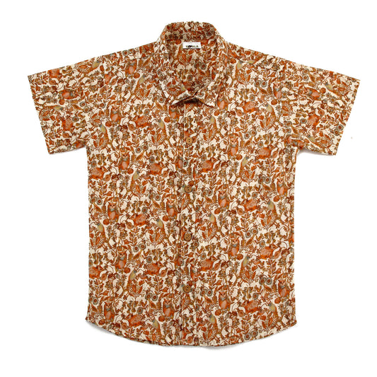 Boys Abstract Jungle Print Half Sleeve Mulmul Shirt