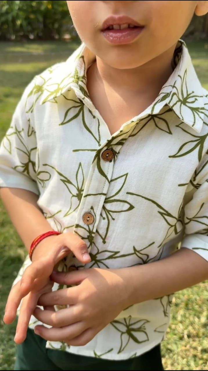 Boys Olive Leaf Organic Cotton Set