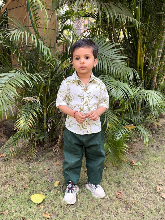 Boys Olive Leaf Organic Cotton Set