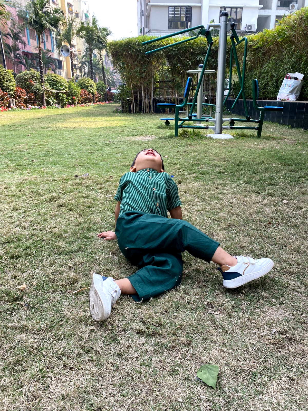 Boys Olive Stripes Charm Shirt with Olive Pants