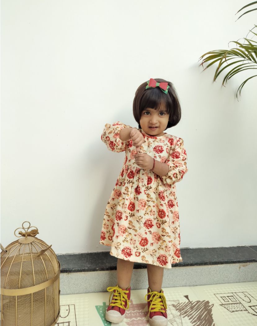 Girl Fit and Flare Rose Dress
